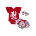 thumbnail image 1 of ZINTAOZT Baby Girls My 1st 4th of July Summer Outfits, Fly Sleeve Letters Romper Stars Bloomers Skirt Shorts Hairband Set, 1 of 8