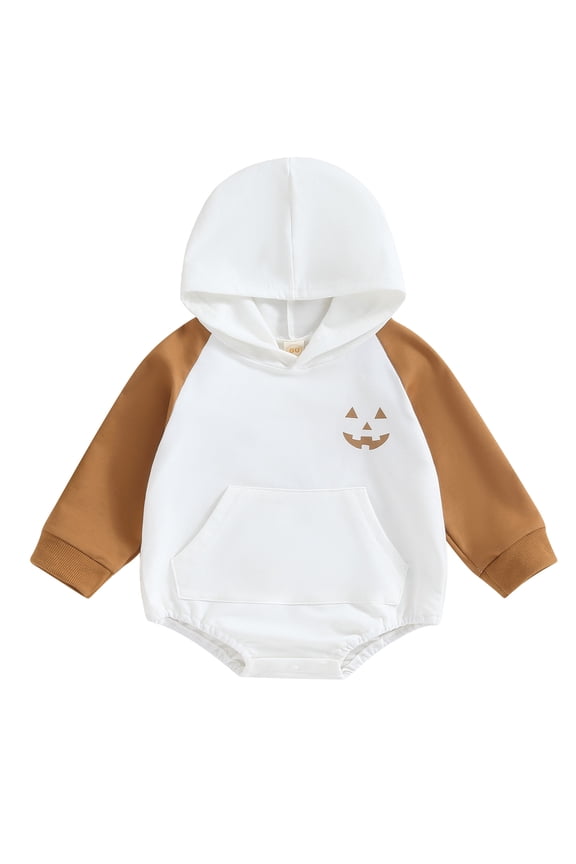 Halloween Baby Girls Boys Outfits Pumpkin Face Hoodie Sweatshirts Rompers Jumpsuit Bodysuits Fall Winter Clothes