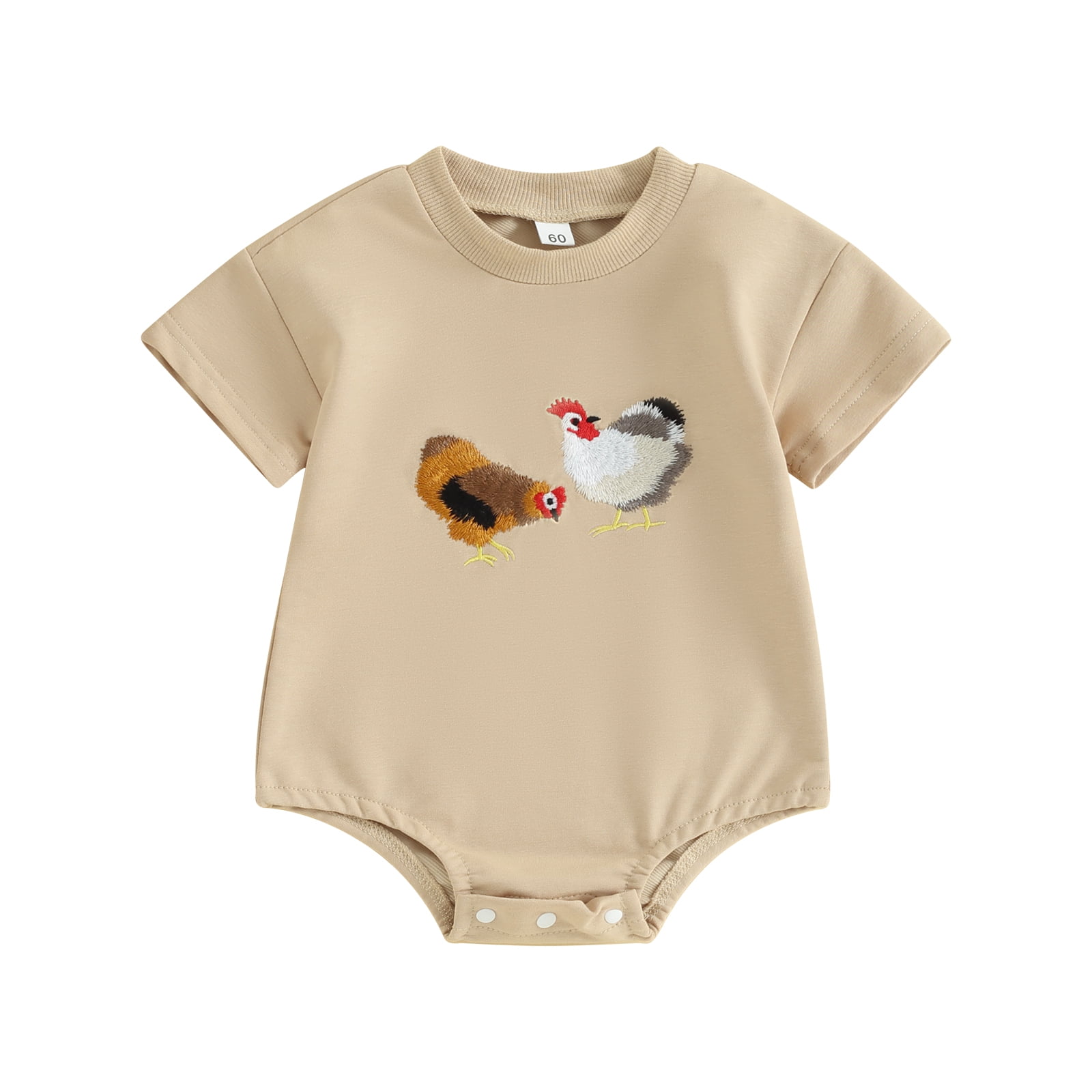 ZINTAOZT Infant Baby Boy Farm Outfits Chickens Embroidery Tshirt Top