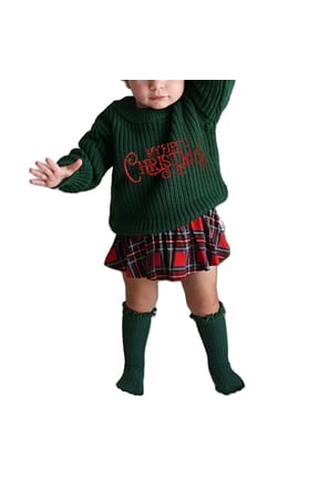 Infant Baby Boy Girl First Christmas Knit Sweater Letter Embroidery Long Sleeve Pullover Fall Winter Top Clothes