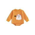 thumbnail image 1 of ZINTAOZT Newborn Baby Boy Girl Halloween Clothes Ghost Print Sweatshirt Romper Long Sleeve Oversized Fall Bodysuit 0-18M, 1 of 8