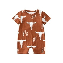 ZINTAOZT Newborn Baby Boy Summer Jumpsuit Cow Head Print Short Sleeve Romper One-Piece Bodysuit Outfit 0-24 Months