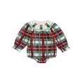 thumbnail image 1 of ZINTAOZT Newborn Baby Girls Christmas Clothes Plaid Bubble Romper Long Sleeve Smocked Jumpsuit One Piece Bodysuit Outfit, 1 of 8