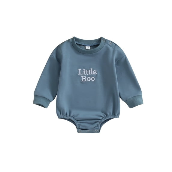 ZINTAOZT Newborn Halloween Outfit Girl Boy Little Boo Romper Bubble Sweatshirt Bodysuit Fall Halloween Baby Clothes