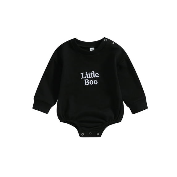 ZINTAOZT Newborn Halloween Outfit Girl Boy Little Boo Romper Bubble Sweatshirt Bodysuit Fall Halloween Baby Clothes