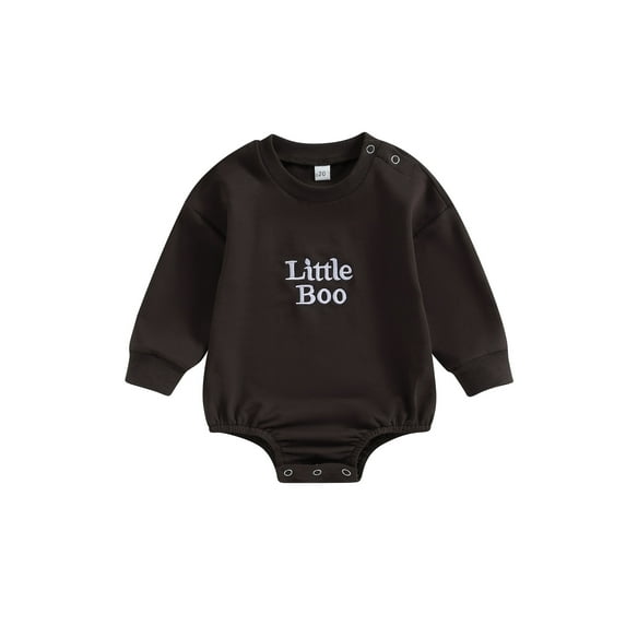ZINTAOZT Newborn Halloween Outfit Girl Boy Little Boo Romper Bubble Sweatshirt Bodysuit Fall Halloween Baby Clothes