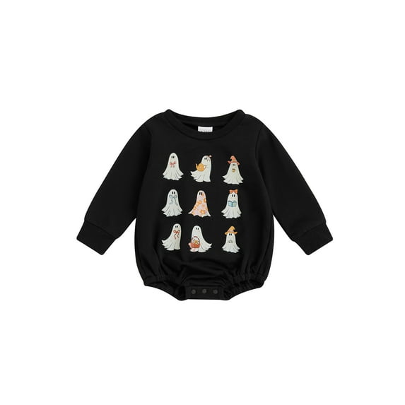 ZINTAOZT Newborn Halloween Outfit Girl Boy Pumpkin Ghost Romper Bubble Sweatshirt Bodysuit Fall Halloween Baby Clothes