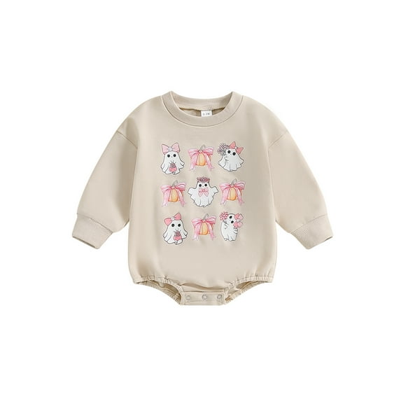 ZINTAOZT Newborn Halloween Outfit Girl Boy Pumpkin Ghost Romper Bubble Sweatshirt Bodysuit Fall Halloween Baby Clothes