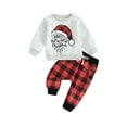 thumbnail image 1 of ZINTAOZT Toddler Baby Boy Christmas Outfit Santa Letter Sweatshirt Pullover Tops Jogger Pants Set Xmas Fall Winter Clothes, 1 of 8