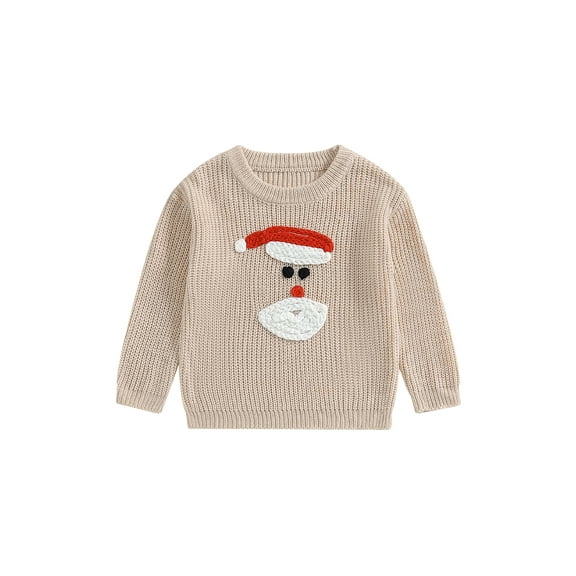 ZINTAOZT Toddler Baby Boy Girl Christmas Sweater Santa Claus/Candy Cane Embroidery Long Sleeve Chunky Knitwear Pullover