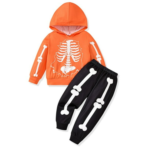 ZINTAOZT Toddler Baby Boy Halloween Costume Outfits Skeleton Long Sleeve Hood Sweatshirt Pnats Set 2Pcs Fall Clothes