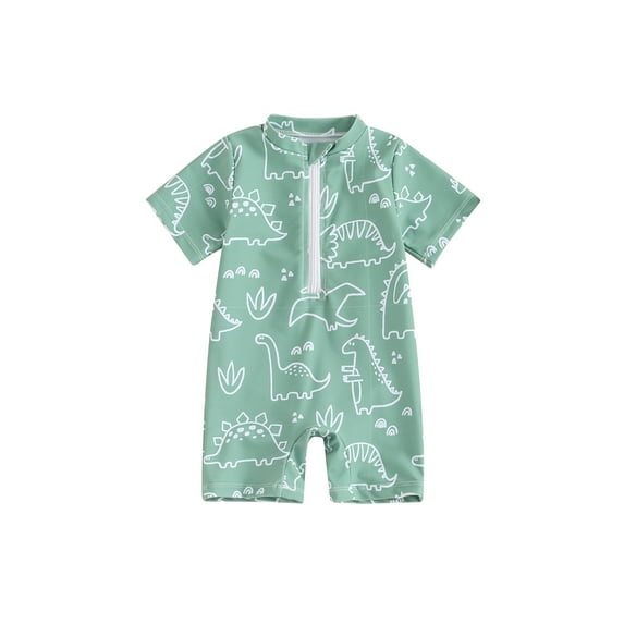 ZINTAOZT Toddler Baby Boy One Piece Swimsuit Dinosaur Print Zipper Rash Guard Bathing Surfing Suit Swim Beachwear 0-3T