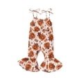 thumbnail image 1 of ZINTAOZT Toddler Baby Girls Halloween Jumpsuit Flower/Pumpkin Sleeveless Tie-up Bell-Bottoms Romper Outfit Fall Clothes, 1 of 8