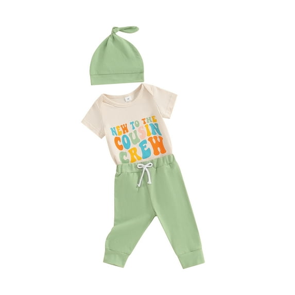 ZINTAOZT Western Newborn Baby Boys Clothes Cowboy Letter Short Sleeve Bodysuit+Long Pants+Cap 3pcs Coming Home Outfit