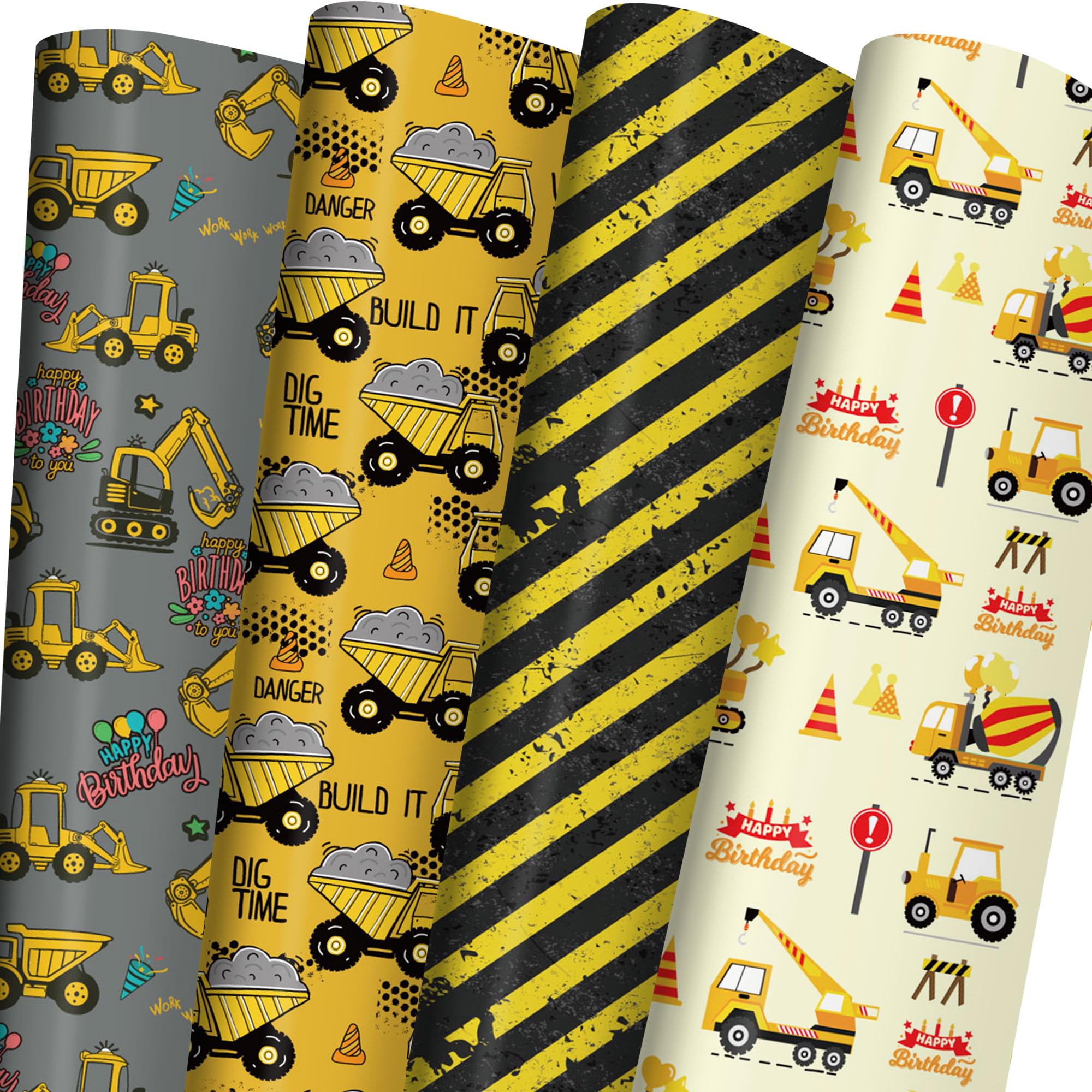 ZINTBIAL Construction Vehicle Wrapping TSF6 Paper for Kids Birthday ...