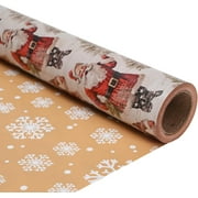 ZINTBIAL Santa Claus Reversible Christmas Wrapping Paper - Holiday Gift Wrap with Snowflake on Back - Perfect for Birthday, Xmas - 17.5 in x 33 ft (48 sq. ft)