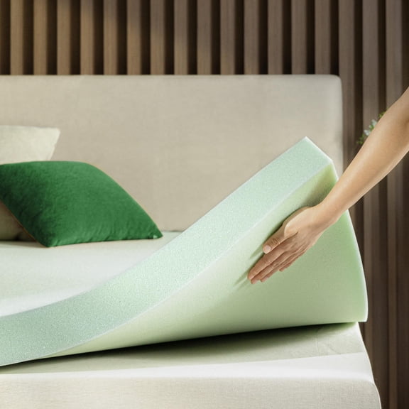 ZINUS Green Tea Memory Foam Mattress Topper, 3 inch, King, Pressure Relief, CertiPUR-US Certified