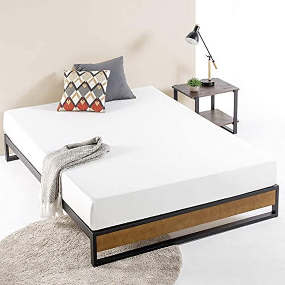 ZINUS GOOD DESIGN Award Winner Suzanne 10 Inch Metal and Wood Platforma Bed Frame No Box Spring Needed Wood Slat Suport Brown King