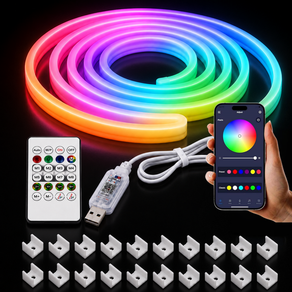 ZIOBLW 10M Smart RGB Neon LED Strip Light, App & Remote Control Music ...