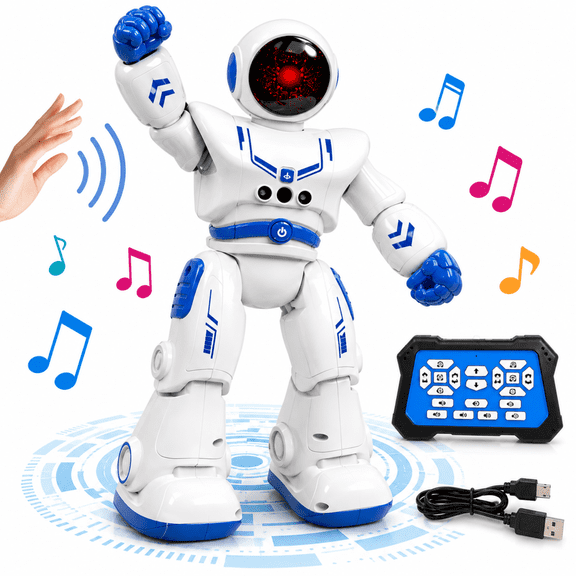 ZIOBLW Programmable RC Robot Toy for Kids Ages 4-12, Gesture Control Smart Robot with Remote Control, Singing Dancing Interactive STEM Learning Robot Gift