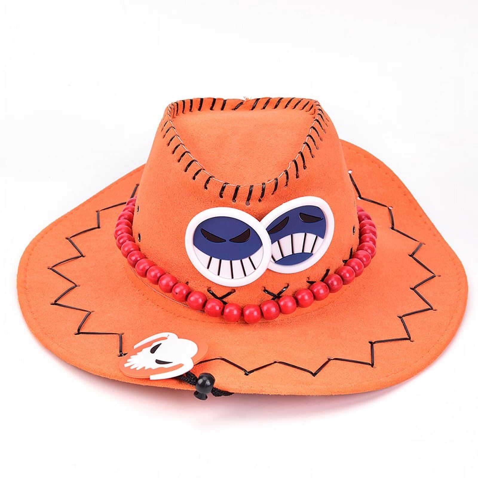  GK-O Portgas D Ace Cowboy Hat Costume Hats White Weard Pirates  Regiment Ace Cosplay Fashion : Clothing, Shoes & Jewelry