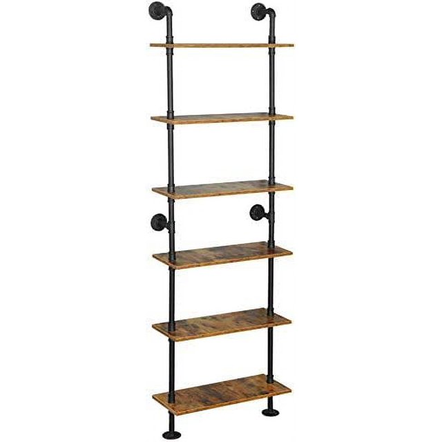ZIOTHUM 6Tier Industrial Pipe Shelves Shelf Shelving Rustic Wood Metal
