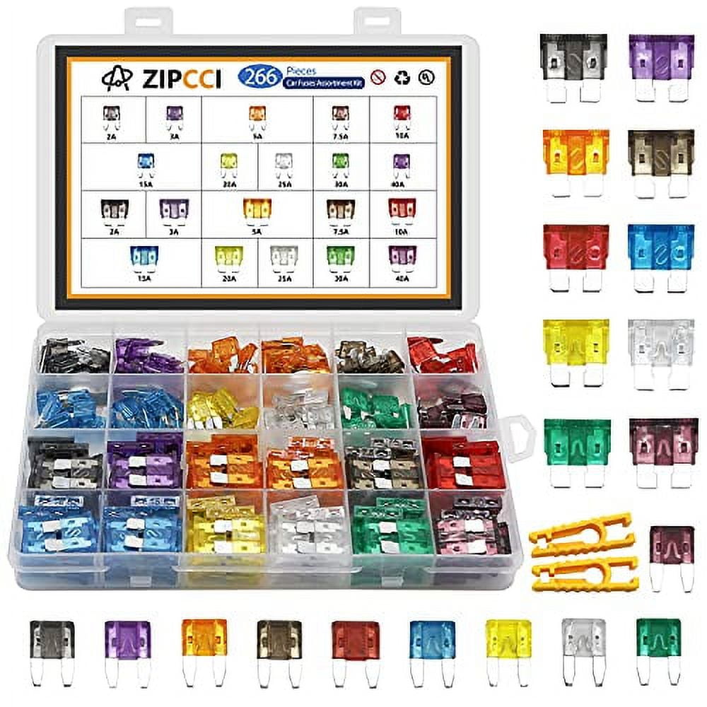 ZIPCCI 266 Pcs Car Fuses Assortment Kit, Mini & Standard Automotive