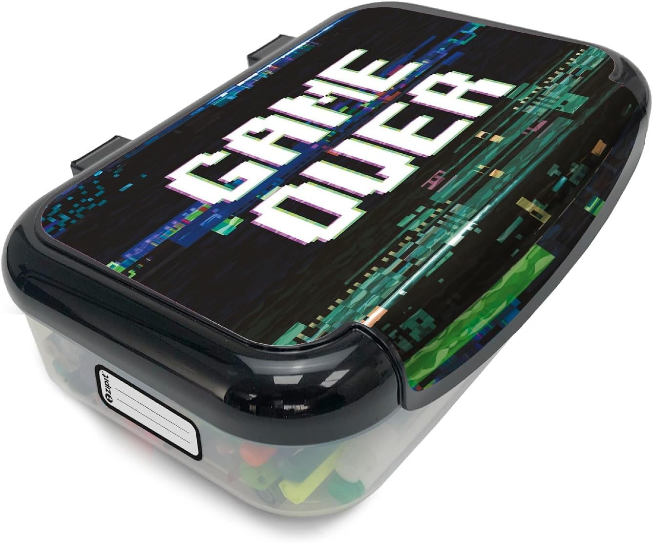 ZIPIT Black Gamer Recycled Plastic Pencil Box for Kids, Elementary School Box