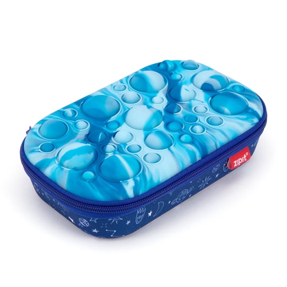 ZIPIT Bubble Pencil Box for Boys | Fidget Case | Silicon Sensory Push It Case | Large Capacity Pencil Case (Blue)