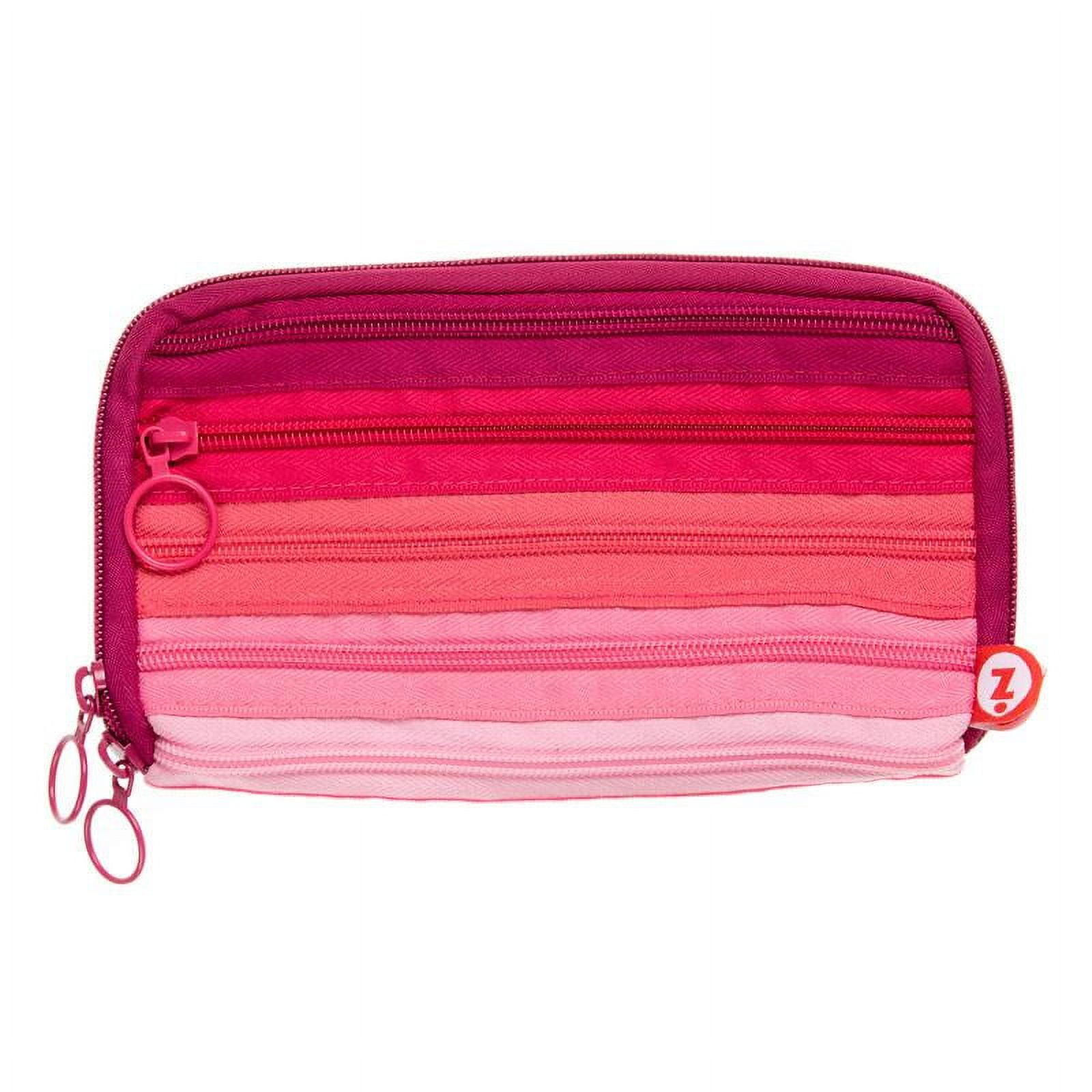 Quilted Polypropolene Zipper Pencil Pouch, Neon Pink