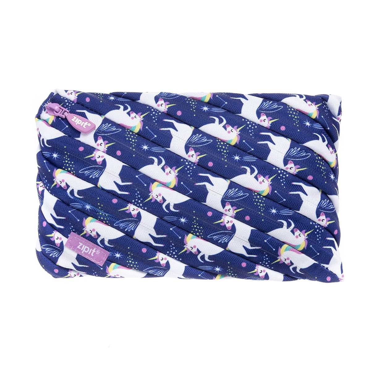 Zipit Unicorn Pencil Case for Girls, Cute Pencil Pouch, Made of One Long Zipper! (Turquoise Unicorn)