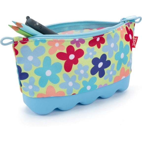 ZIPIT Flowers Pencil Case for Girls | Silicone Large Capacity Pouch | Pencil Bag for School