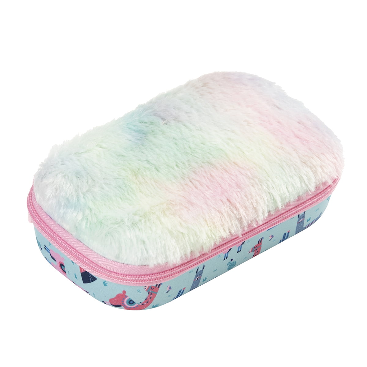 ZIPIT Furry Llama Pencil Case for Girls, Large Soft Case Storage