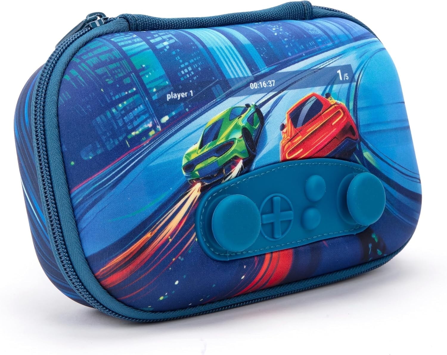 ZIPIT Gamer Pencil Case for Boys | Joystick Pencil Box for Kids (Car Race)
