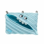ZIPIT Gorge 3-Ring Binder Pencil Pouch, holds up to 60 Pens, Made of One Long Zipper (Blue)