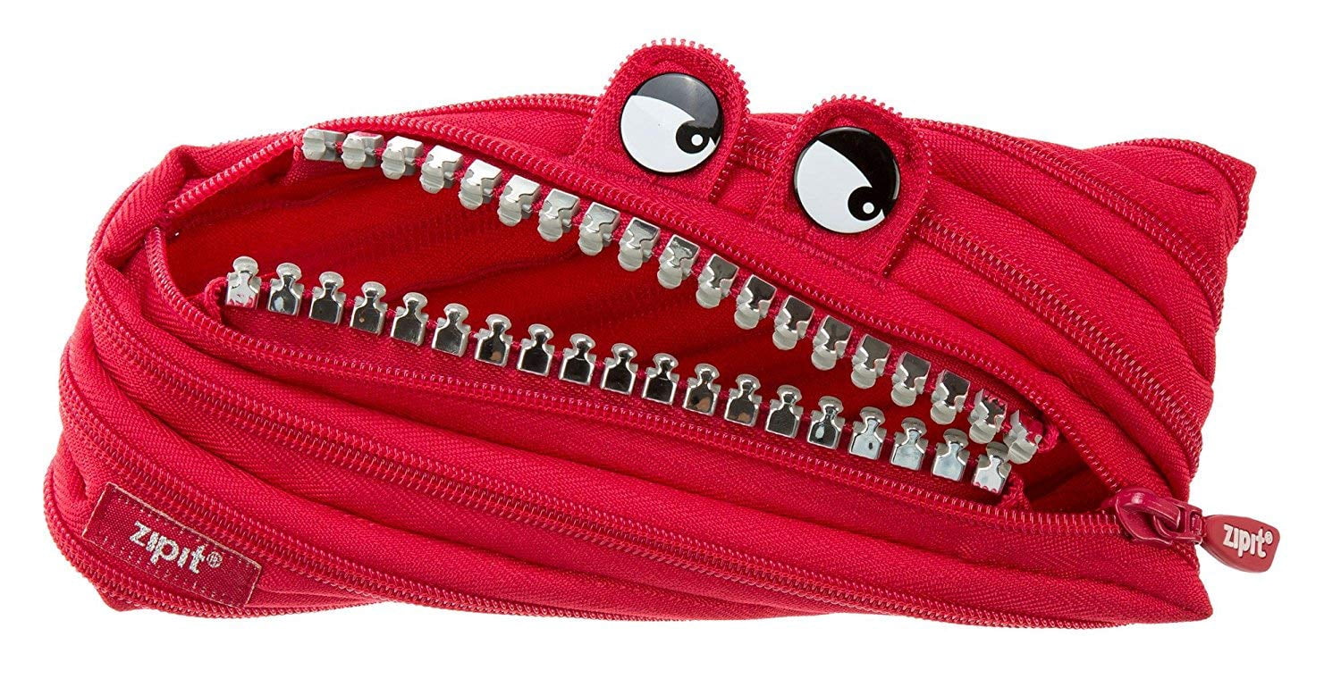 ZIPIT Grillz Pencil Case for Kids, Cute Pencil Pouch for Boys & Girls (Red)