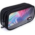 thumbnail image 1 of ZIPIT Half & Half Pencil Case | Large Capacity Pencil Pouch for College and Office (Black), 1 of 8