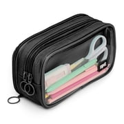ZIPIT Half & Half Pencil Case | Aesthetic Pencil Pouch for College and Office Black