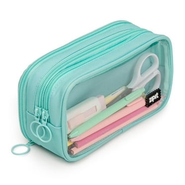 ZIPIT Half & Half Pencil Case | Large Capacity Pencil Pouch for College and Office (Mint)
