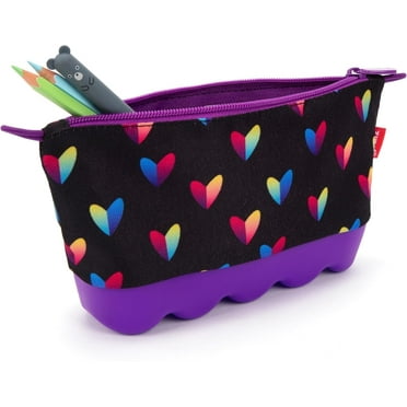 ZIPIT Hearts Pencil Case for Girls | Silicone Large Capacity Pencil Pouch | Pencil Bag for School, College and Office