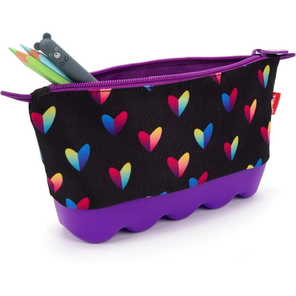 ZIPIT Hearts Pencil Case for Girls | Silicone Large Capacity Pencil Pouch | Pencil Bag for School, College and Office