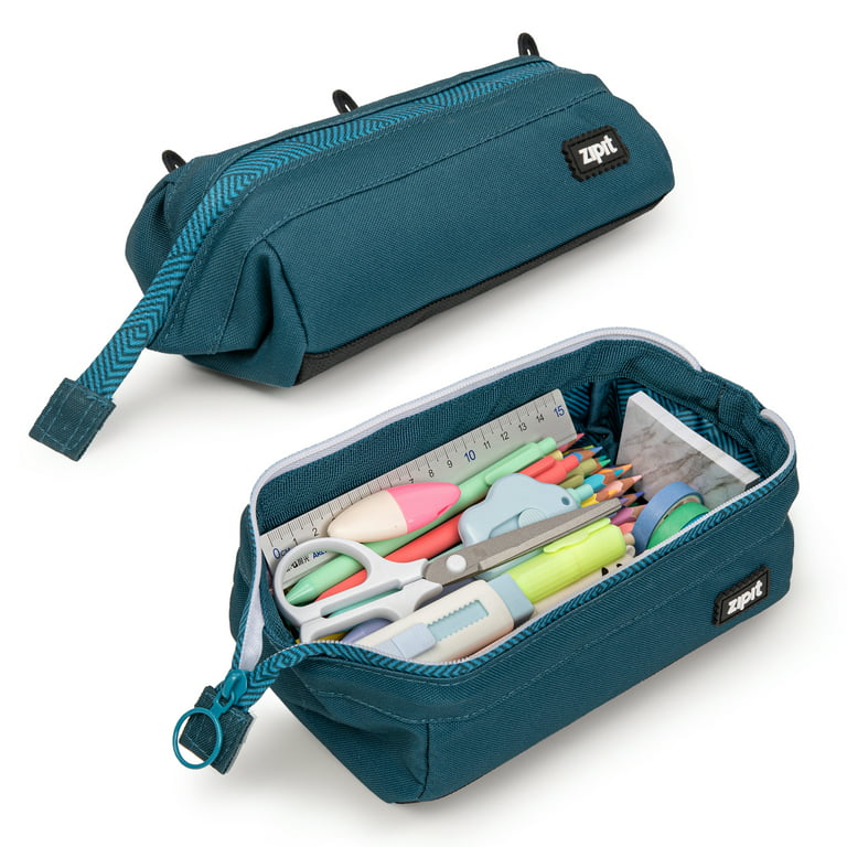 Zipit Lenny Pencil Case | Large Capacity Pencil Pouch | Pencil Bag for School, College and Office (Teal)