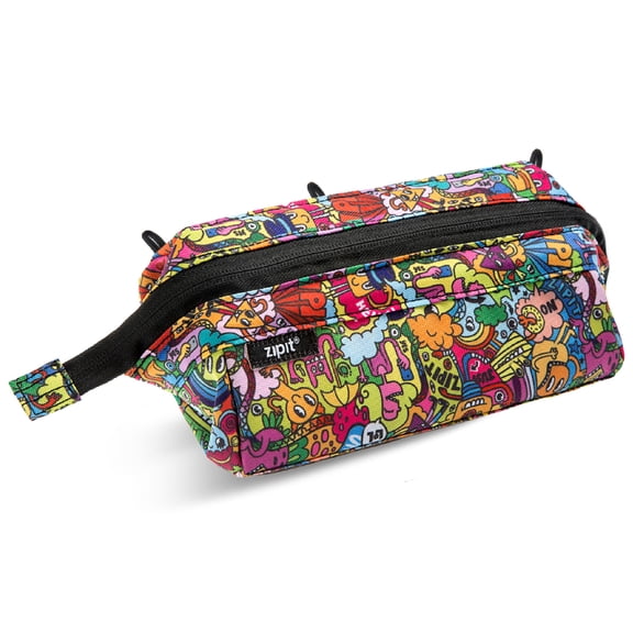 ZIPIT: Lenny Pencil Case - Doodles - Large Storage Capacity Zipper Pouch, Makeup-Stationery Bag, School-Travel, Washable Polyester, Kids-Teens-Adults
