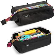 ZIPIT Lenny Pencil Case | Large Capacity Pencil Pouch | Aesthetic Case for College and Office (Black)