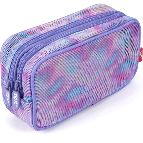 ZIPIT MeshUp Pencil Case for Girls, Double Compartment Mesh Pencil Pouch for School, Aesthetic Stationery Organizer for Kids, Teens and Adults