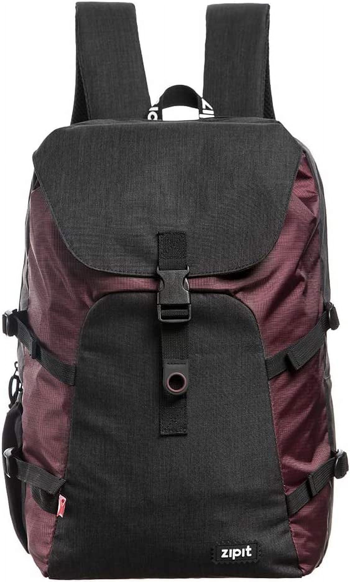 ZIPIT Metro Backpack, High School and College Bag, Padded Laptop Compartment, Sturdy and Lightweight (Black & Dark Red) - image 1 of 8