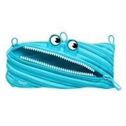 ZIPIT Monster Pencil Case for Boys, Holds up to 30 Pens, Made of One Long Zipper! (Blue)