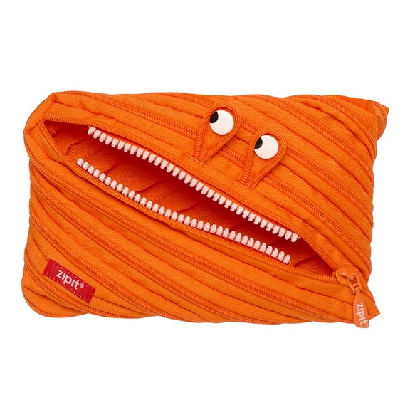 ZIPIT Monster Pencil Case for Kids, Cute Pencil Pouch for Boys & Girls (Orange)