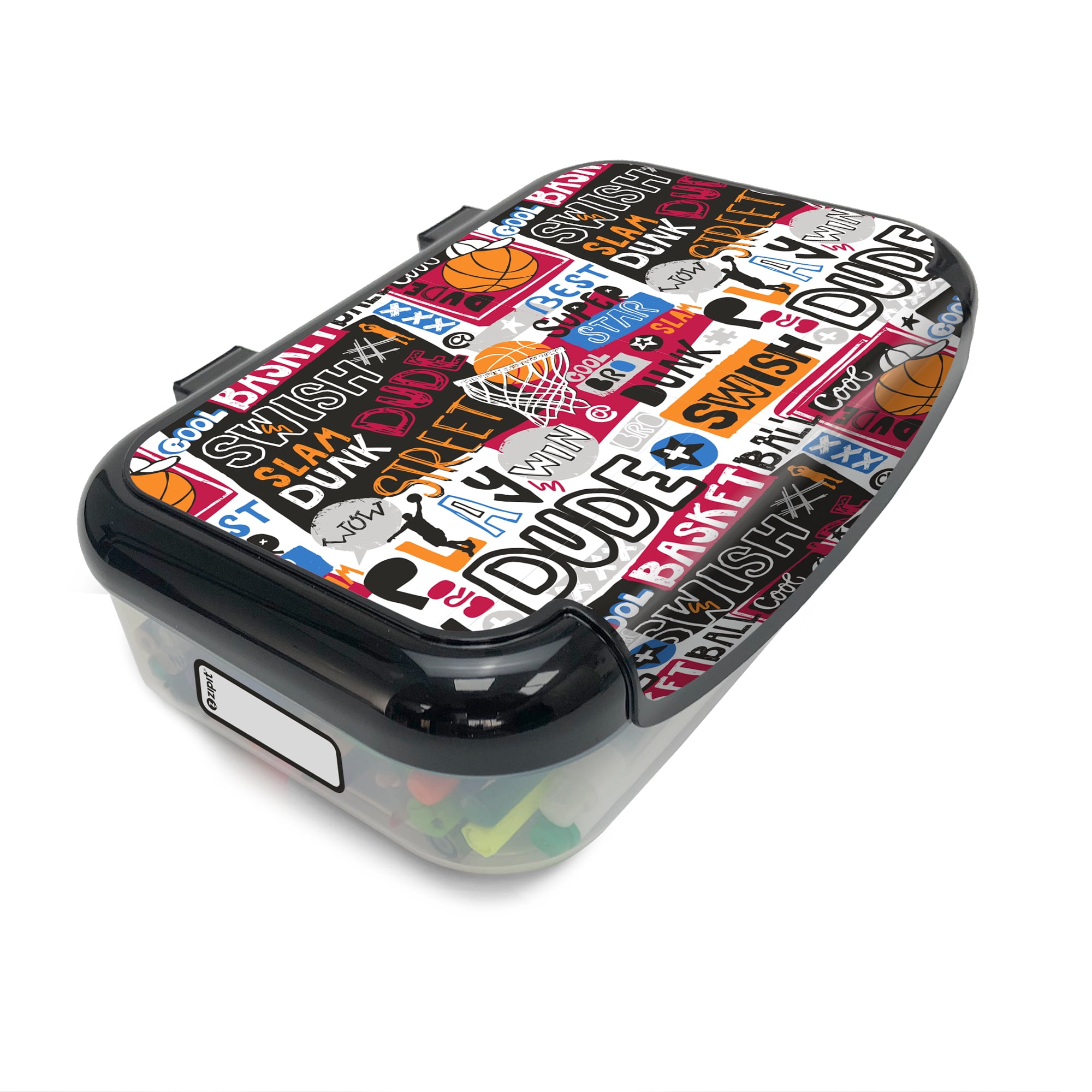 ZIPIT New Recycled Plastic Black Pencil Box, Sports