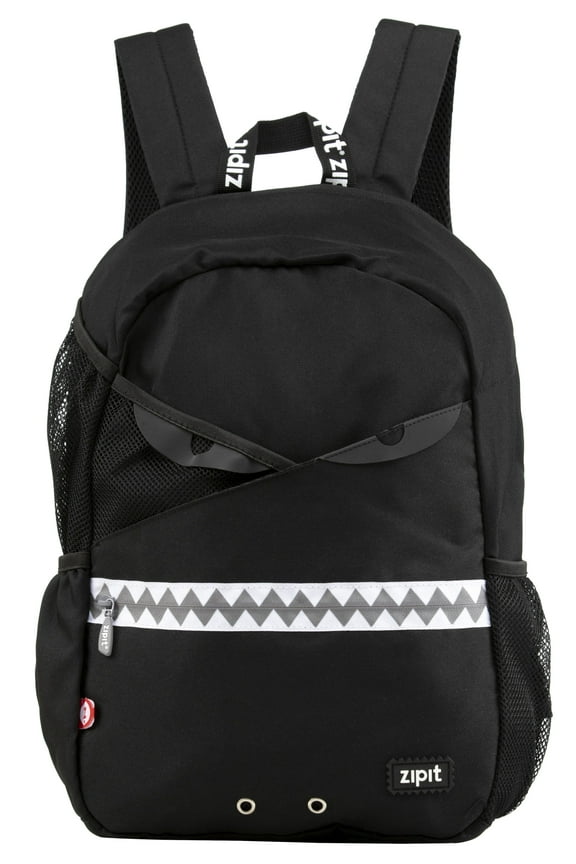 Razor Backpack for Boys  Black, Lightweight & Durable Bag with Reflective Eyes and Printed Zipper Design, Fits 14 Laptop